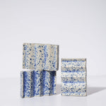 Rocky M. soap dishes in blue splatterware